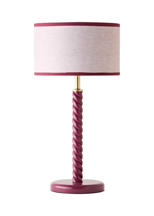 ValueLights Amara Pink Twist Table Lamp With Colour Match Inner Shade & Warm White Bulb - One Size Image 5