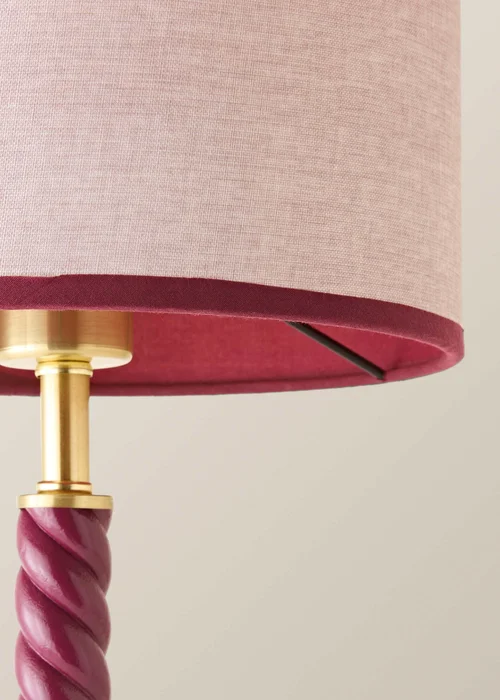 ValueLights Amara Pink Twist Table Lamp With Colour Match Inner Shade & Warm White Bulb - One Size Image 4