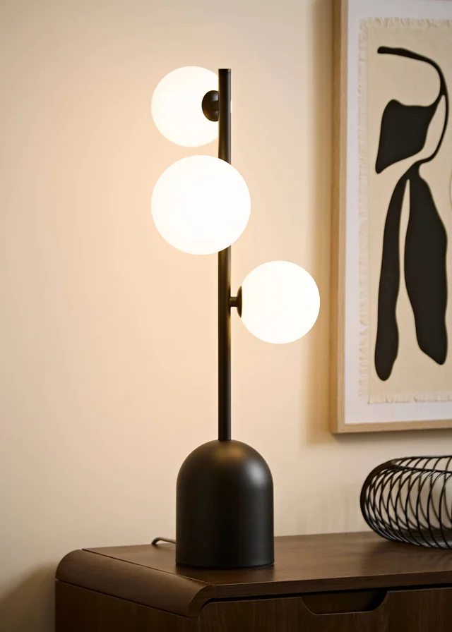 ValueLights Marlow Matte Black Multi Arm Table Lamp With Warm White Bulb