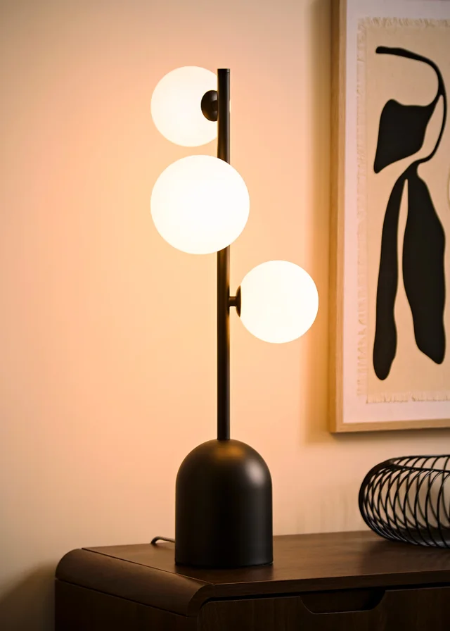 ValueLights Marlow Matte Black Multi Arm Table Lamp With Warm White Bulb