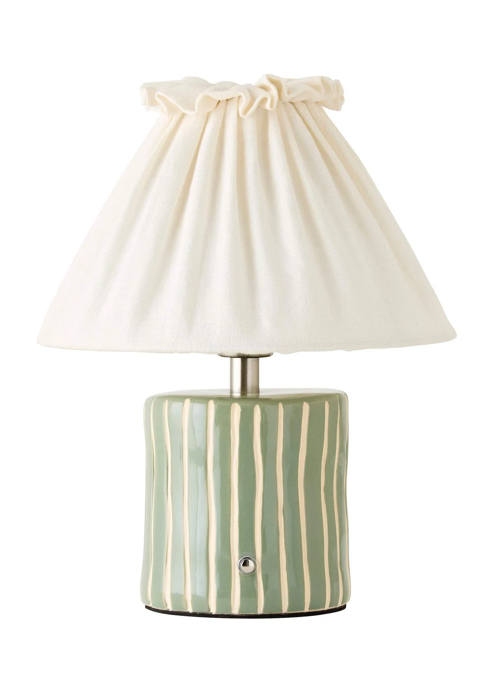 ValueLights Elma Green Stripe Rechargeable Table Lamp With Pleated Shade - One Size Image 5