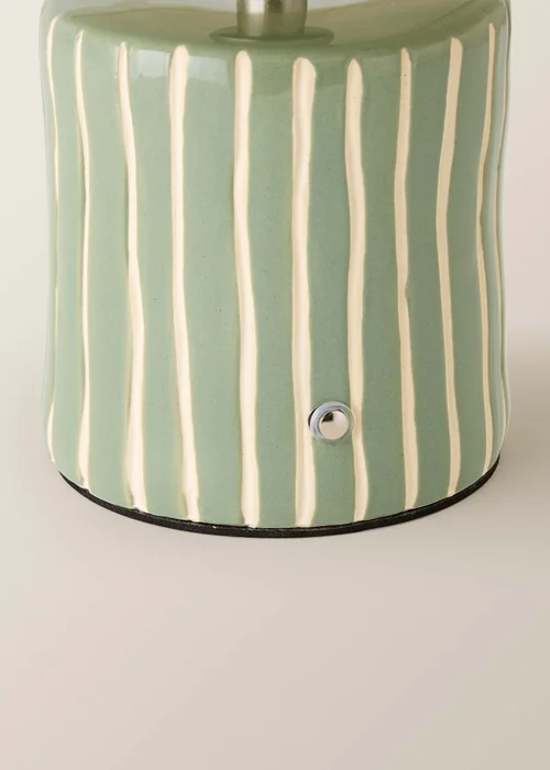ValueLights Elma Green Stripe Rechargeable Table Lamp With Pleated Shade - One Size Image 6