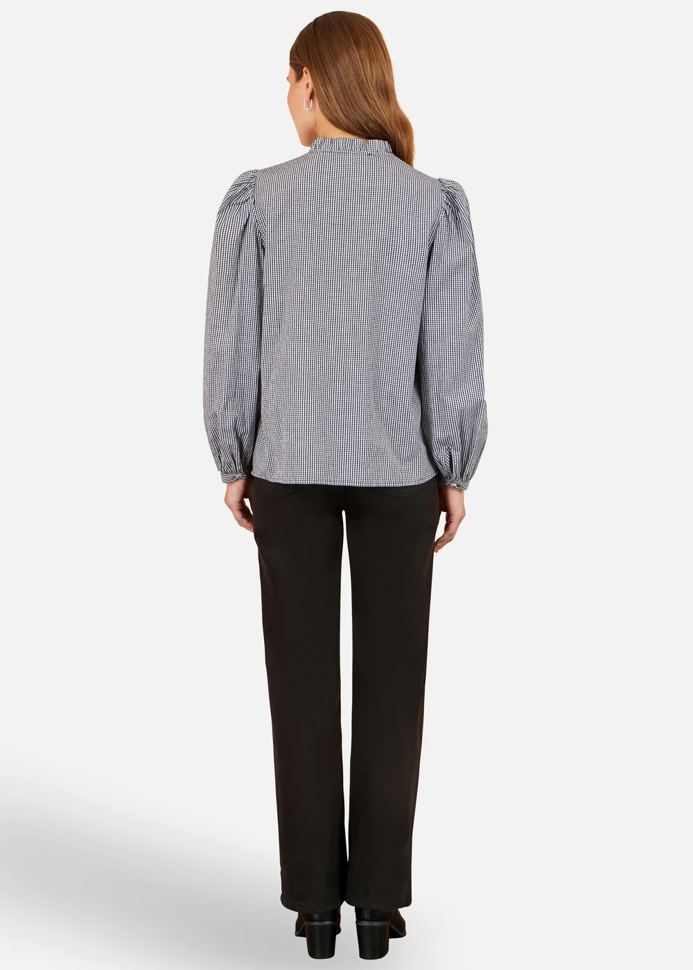 Yumi Black Cotton Gingham Embroidered Shirt - XL Image 3