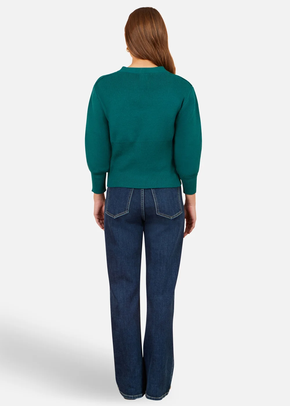 Yumi Teal Knitted Button Cardigan - M Image 2