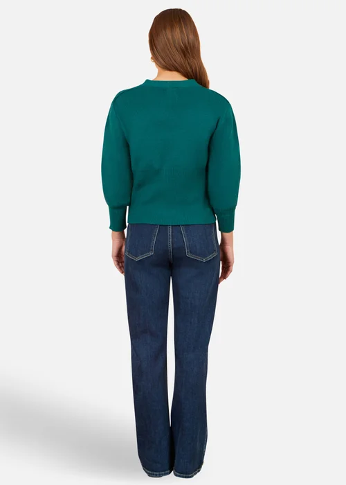 Yumi Teal Knitted Button Cardigan - M Image 2