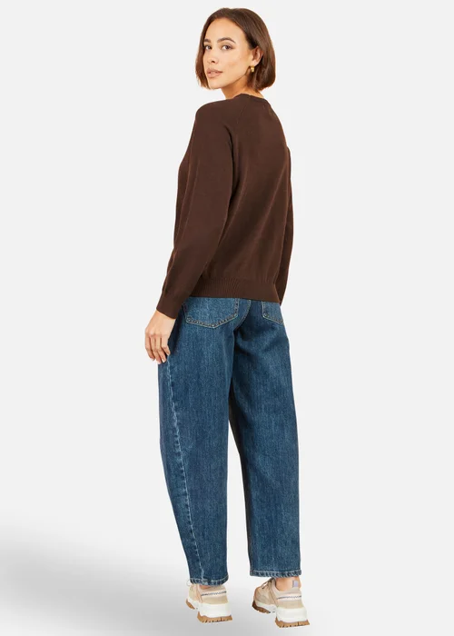Yumi Brown Dalmatian Intarsia Relaxed Jumper - S Image 2