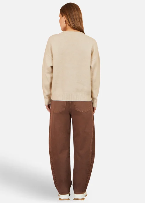 Yumi Beige Relaxed Crochet Flower Jumper - M Image 2