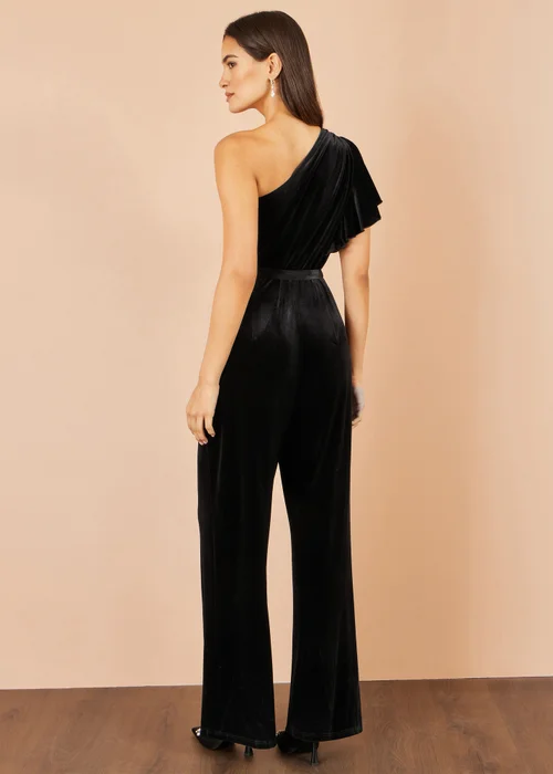 Yumi Black One Shoulder Velvet Jumpsuit - 12 Image 3