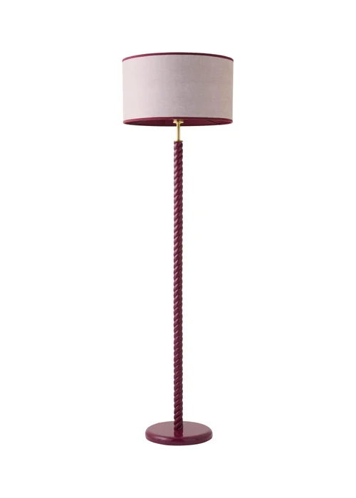 ValueLights Amara Pink Twist Floor Lamp With Colour Match Inner Shade & Warm White Bulb - One Size Image 5