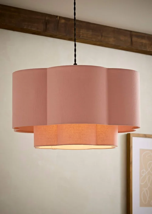ValueLights Nora Pink 2 Tier Linen Scallop Easy Fit Shade - One Size Image 1