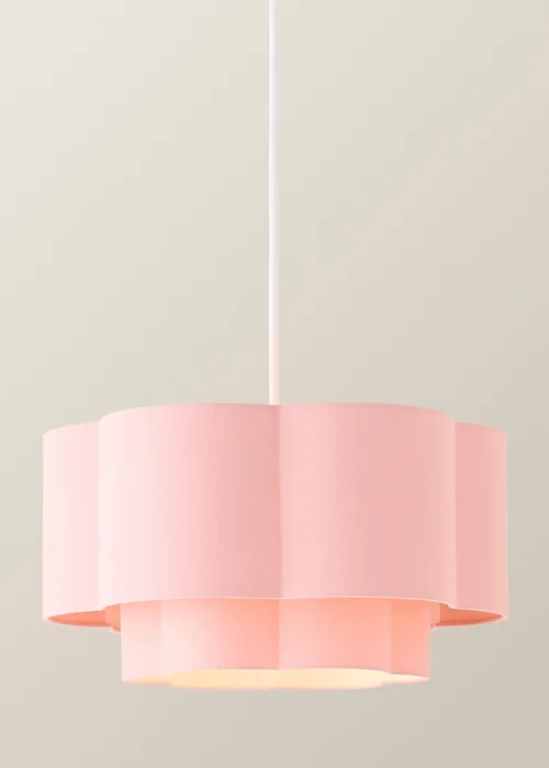 ValueLights Nora Pink 2 Tier Linen Scallop Easy Fit Shade - One Size Image 3