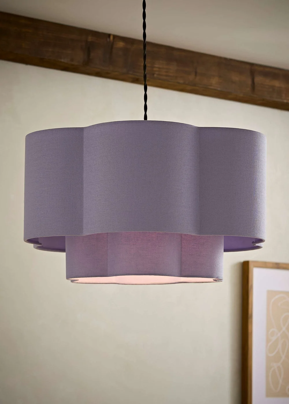 ValueLights Nora Lilac 2 Tier Linen Scallop Easy Fit Shade - One Size Image 1