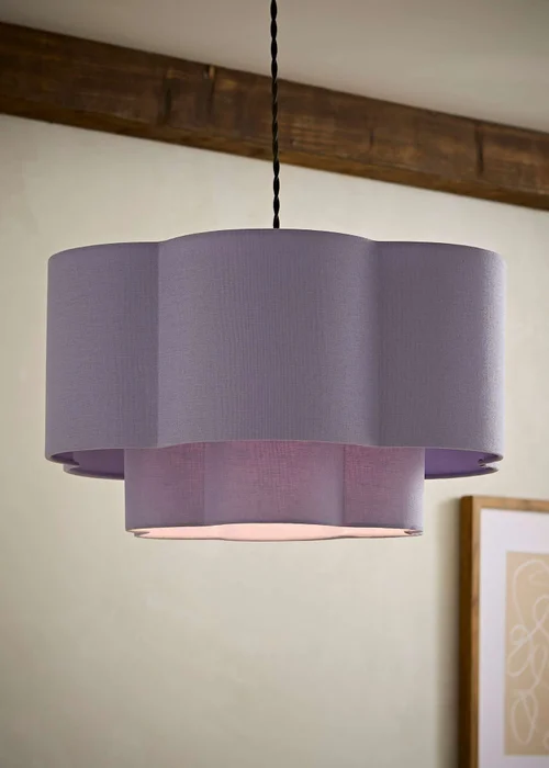 ValueLights Nora Lilac 2 Tier Linen Scallop Easy Fit Shade - One Size Image 1