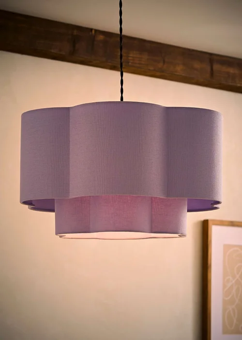 ValueLights Nora Lilac 2 Tier Linen Scallop Easy Fit Shade - One Size Image 2