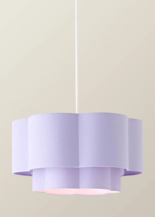 ValueLights Nora Lilac 2 Tier Linen Scallop Easy Fit Shade - One Size Image 3