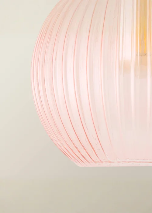 ValueLights Maddison Pink Ribbed Glass Easy Fit Shade - One Size Image 3