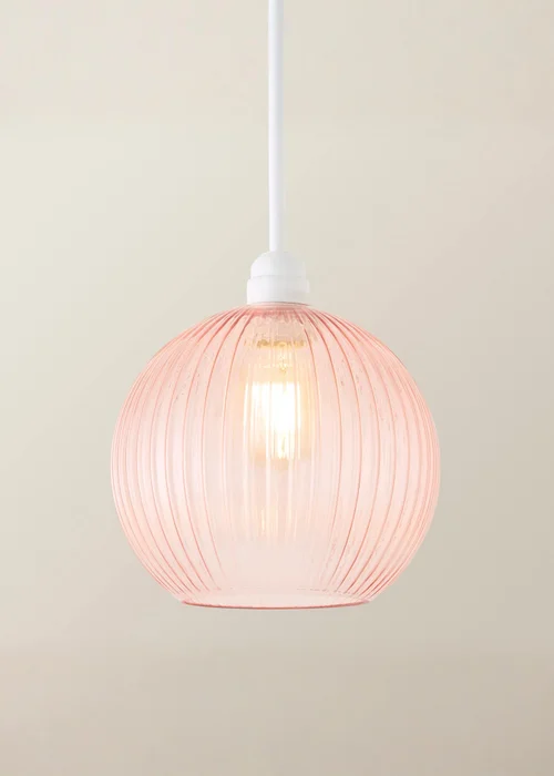 ValueLights Maddison Pink Ribbed Glass Easy Fit Shade - One Size Image 2