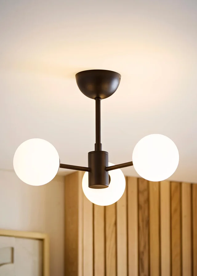 ValueLights Marlow Matte Black Multi Arm Ceiling Light With Warm White Bulb