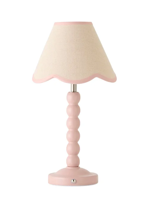 ValueLights Bobble Pink Rechargeable Table Lamp With Pink Trim Scallop Shade - One Size Image 5