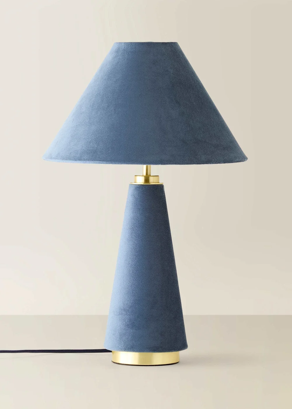 ValueLights Martha Denim Blue Velvet Table Lamp With Warm White Bulb - One Size Image 3