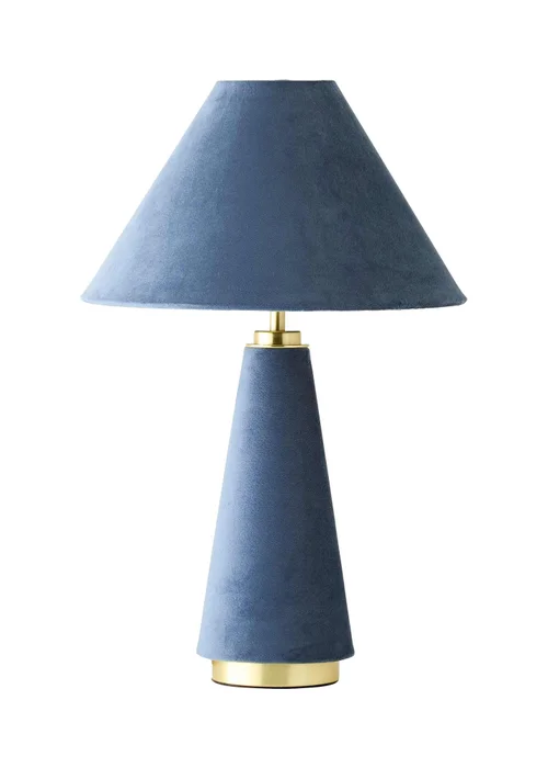 ValueLights Martha Denim Blue Velvet Table Lamp With Warm White Bulb - One Size Image 5