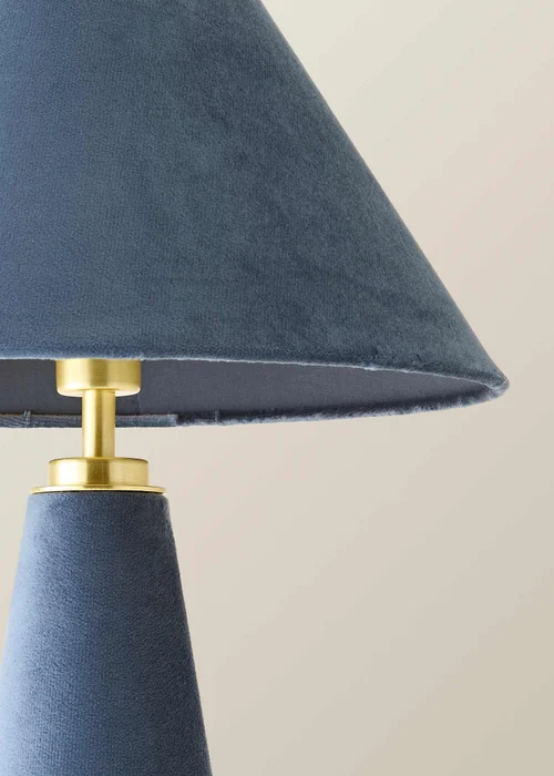 ValueLights Martha Denim Blue Velvet Table Lamp With Warm White Bulb - One Size Image 4