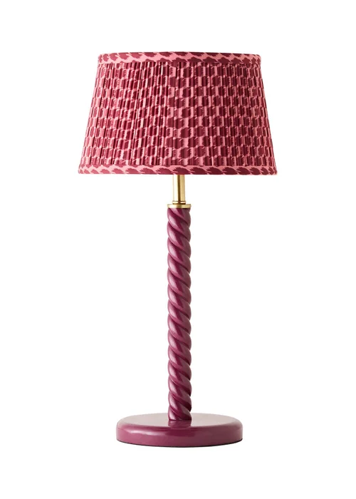 ValueLights Amara Pink Twist Table Lamp With Double Pink Pleated Shade & Warm White Bulb - One Size Image 5