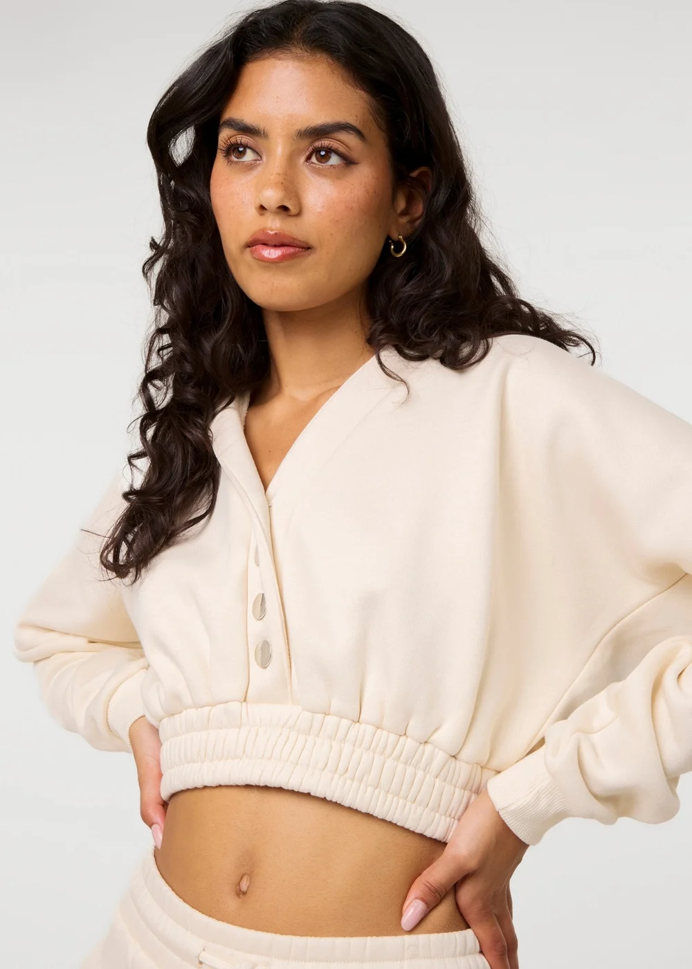 Pink Vanilla Cream Fleece Lined Cropped Hoodie - L Image 3