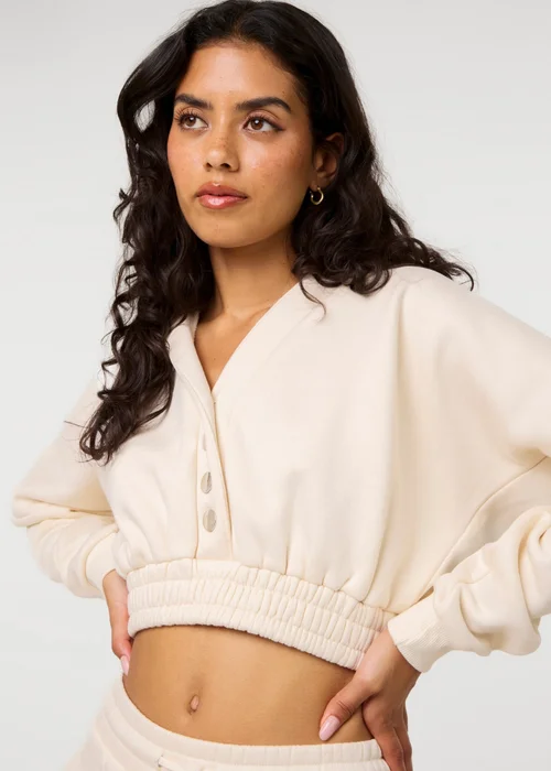 Pink Vanilla Cream Fleece Lined Cropped Hoodie - L Image 3