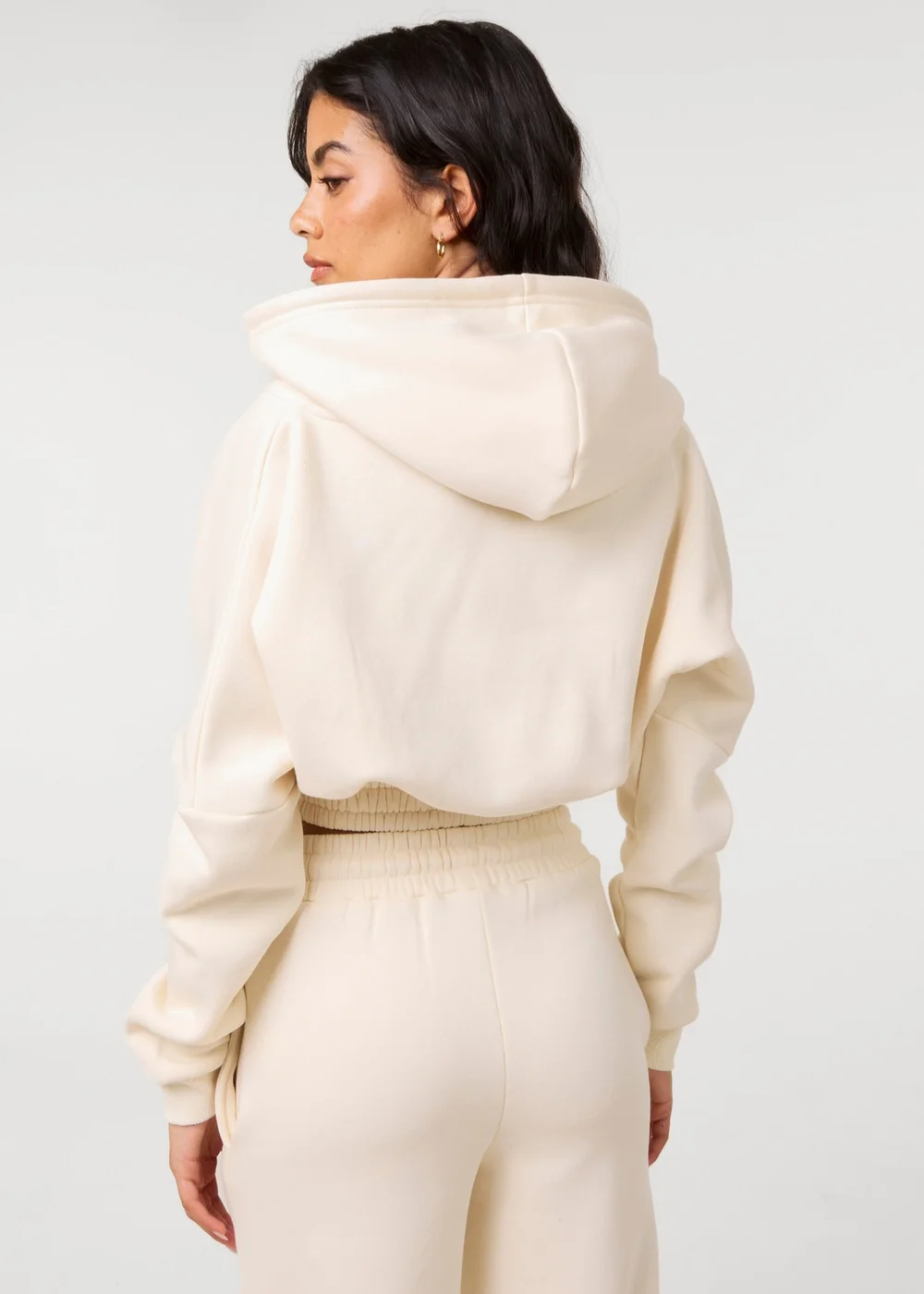 Pink Vanilla Cream Fleece Lined Cropped Hoodie - L Image 4