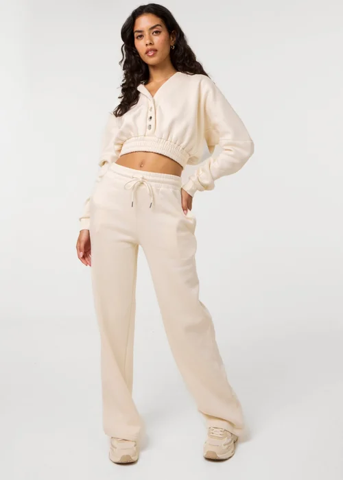 Pink Vanilla Cream Fleece Lined Cropped Hoodie - L Image 2