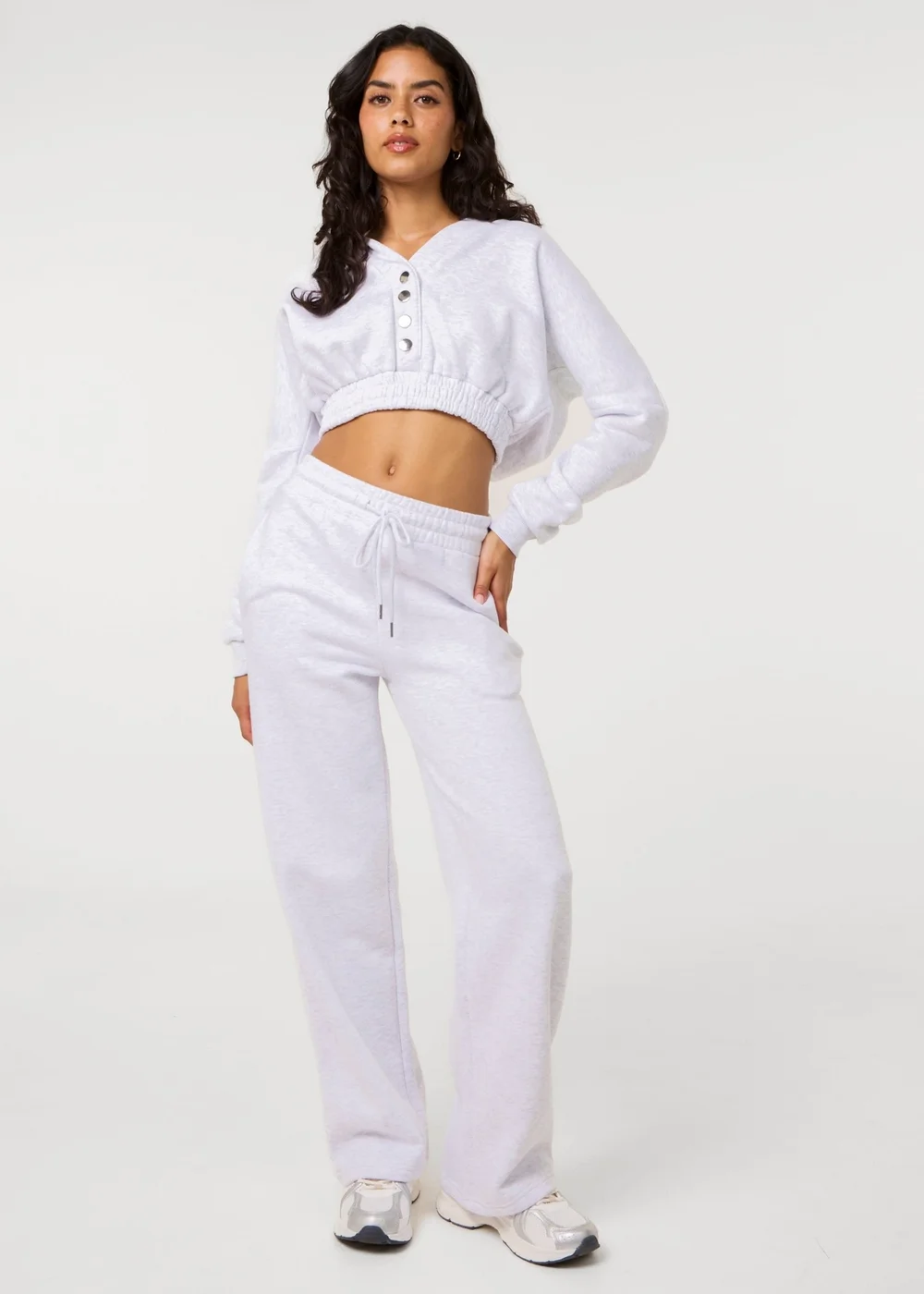 Pink Vanilla Grey Fleece Lined Cropped Hoodie - L Image 2