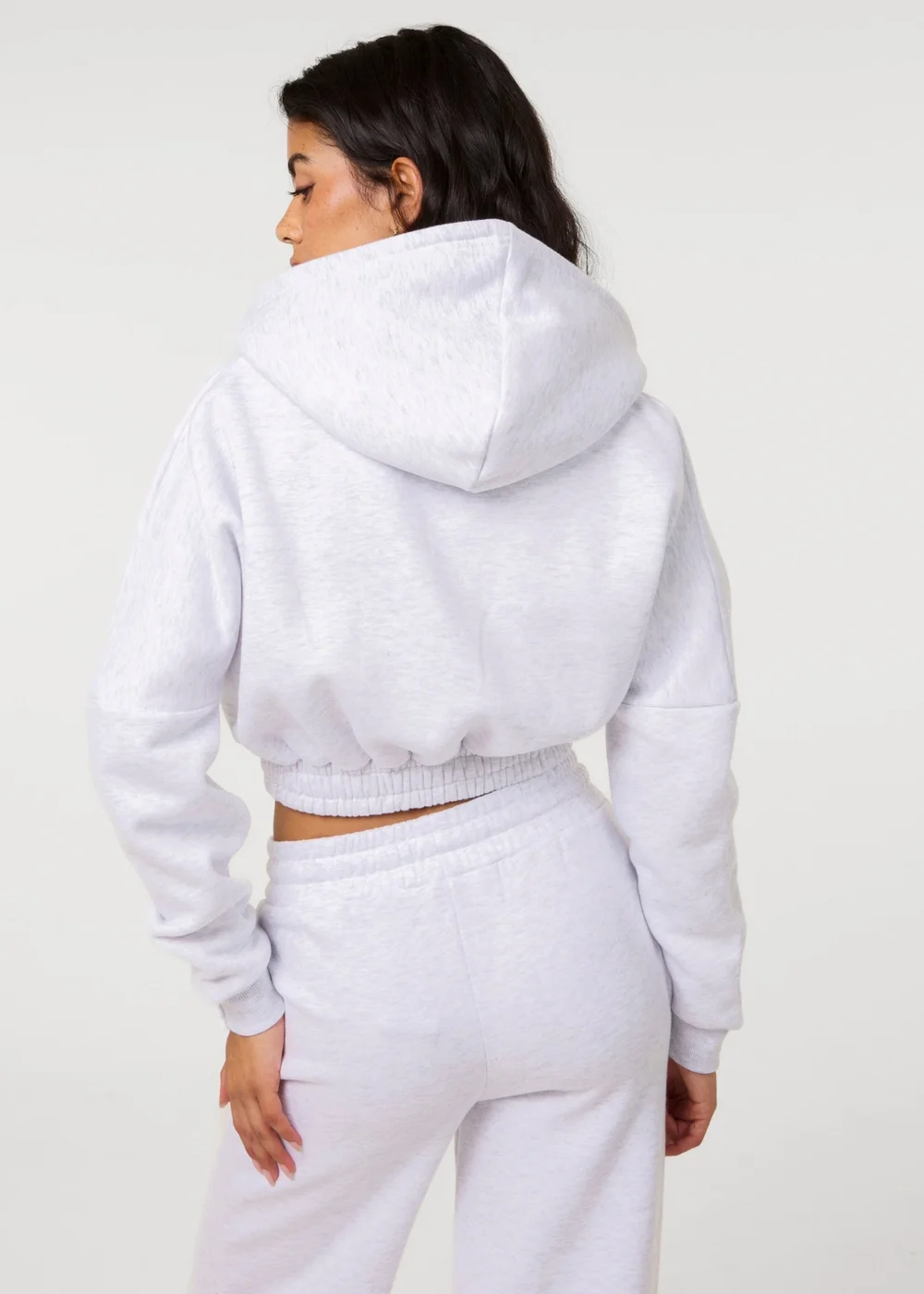 Pink Vanilla Grey Fleece Lined Cropped Hoodie - L Image 4