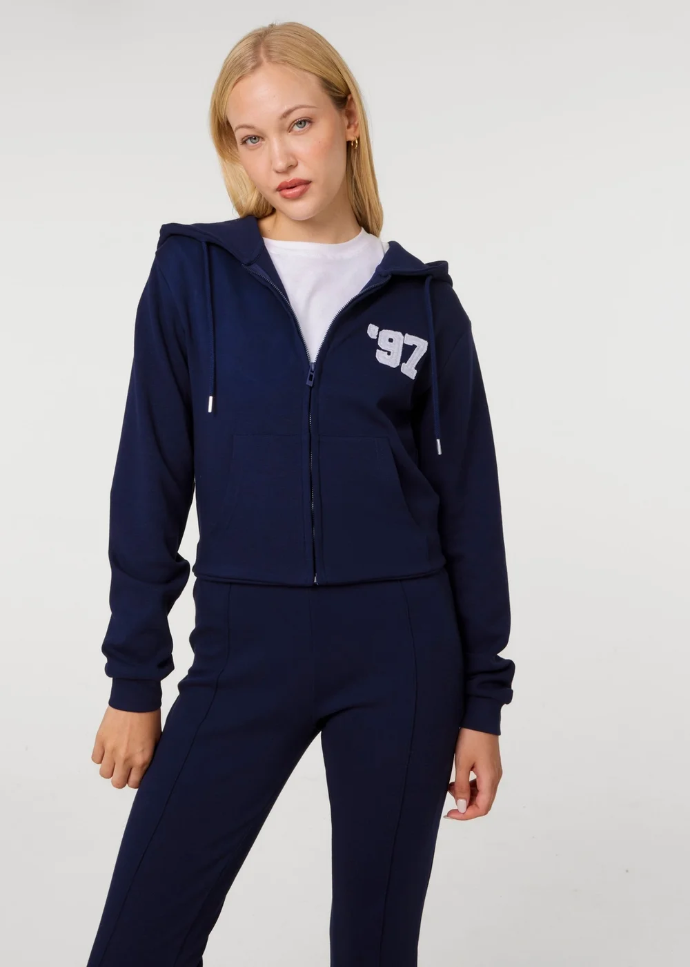 Pink Vanilla Navy 97 Zip Through Hoodie - M Image 1