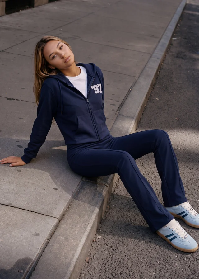 Pink Vanilla Navy 97 Pintuck Joggers