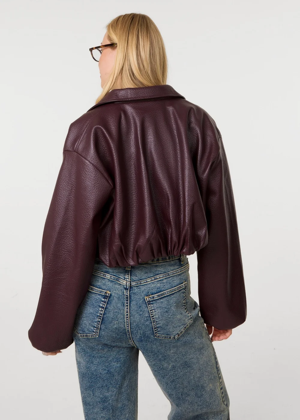 Pink Vanilla Red Faux Leather Puffball Jacket - M/L Image 4