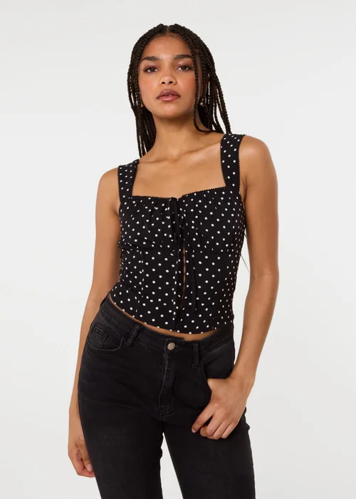 Pink Vanilla Black Polka Dot Hook & Eye Crop Top - S Image 1