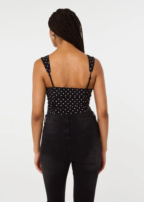 Pink Vanilla Black Polka Dot Hook & Eye Crop Top - S Image 4