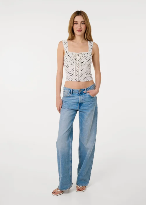 Pink Vanilla Ivory Polka Dot Hook & Eye Crop Top - M Image 1