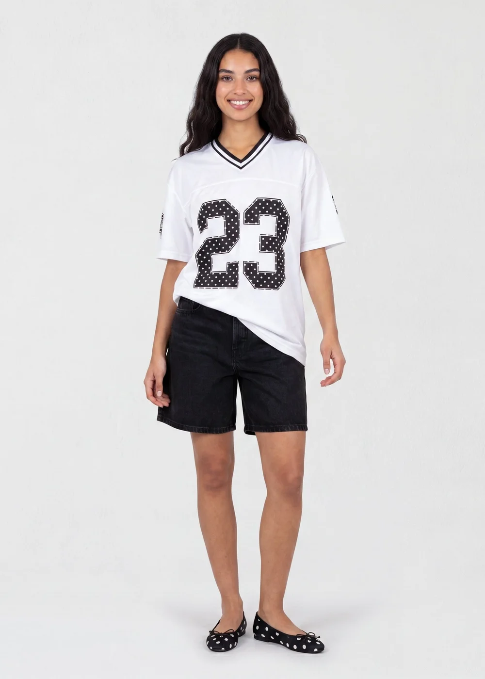 Pink Vanilla White Polka Dot Detail Sports Jersey - S/M Image 1