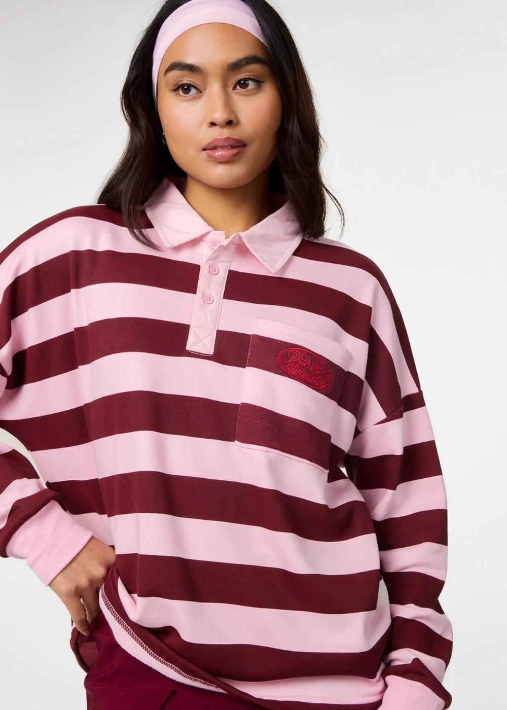 Pink Vanilla Pink Stripe Rugby Top - S/M Image 3
