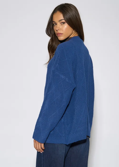 Gini London Blue Textured Button Detail Long Sleeves Cardigan - L/XL Image 2