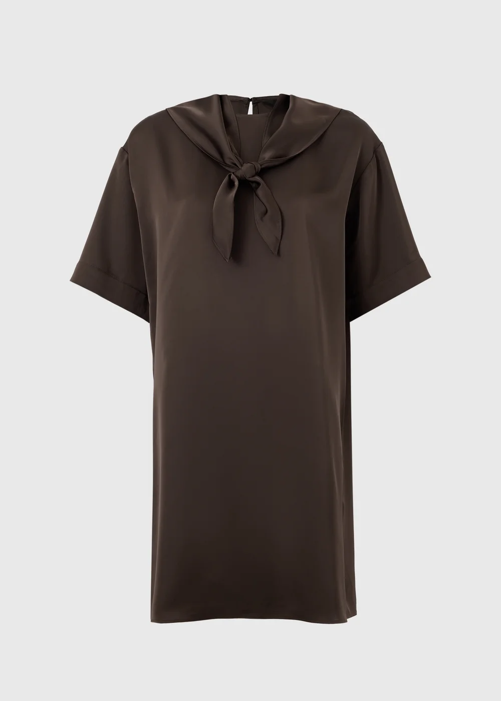 Brown Tie Neck Midi Dress - Size 8 Image 2