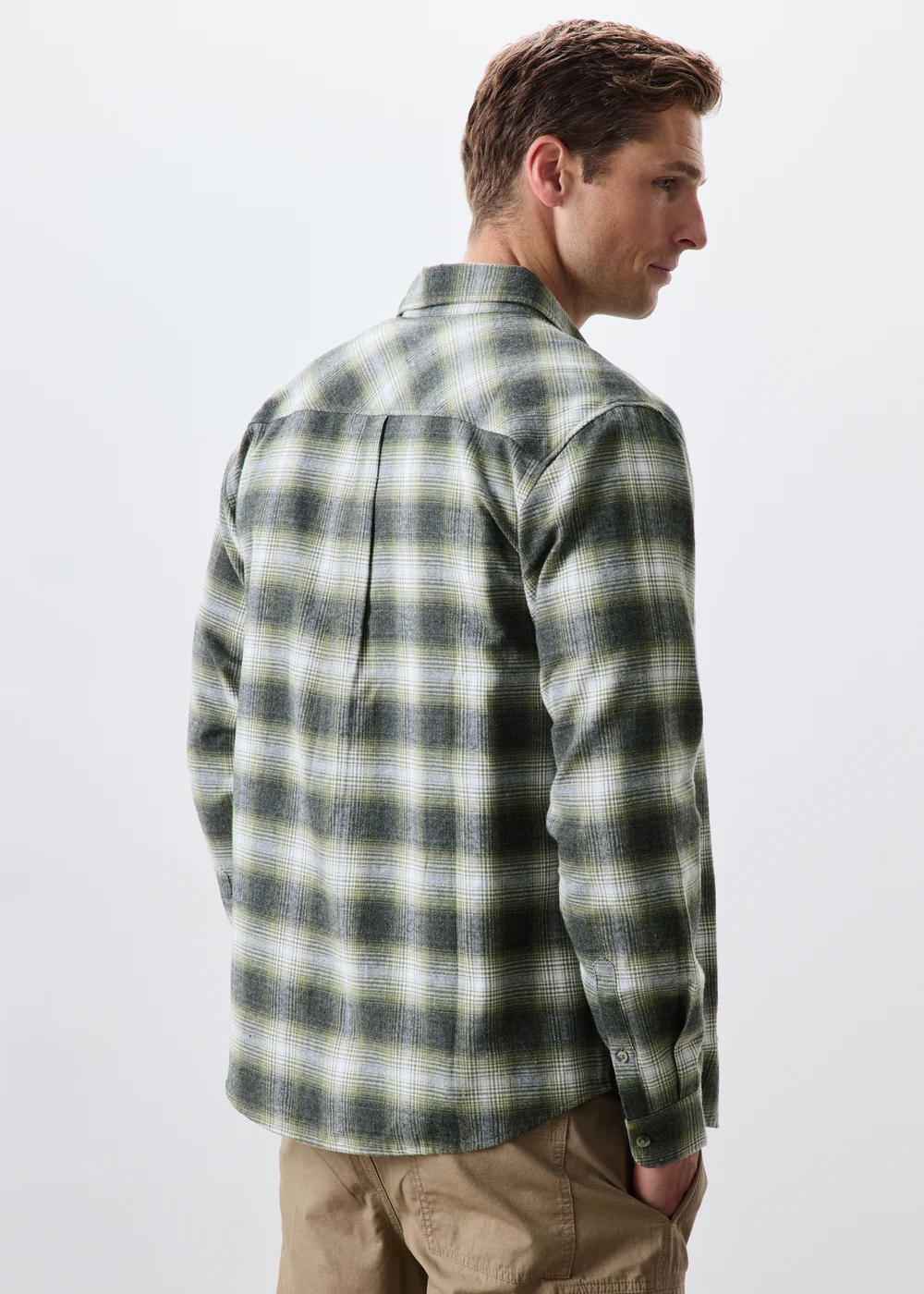 2 Pack Khaki & Burgundy Check Shirts - Medium Image 2