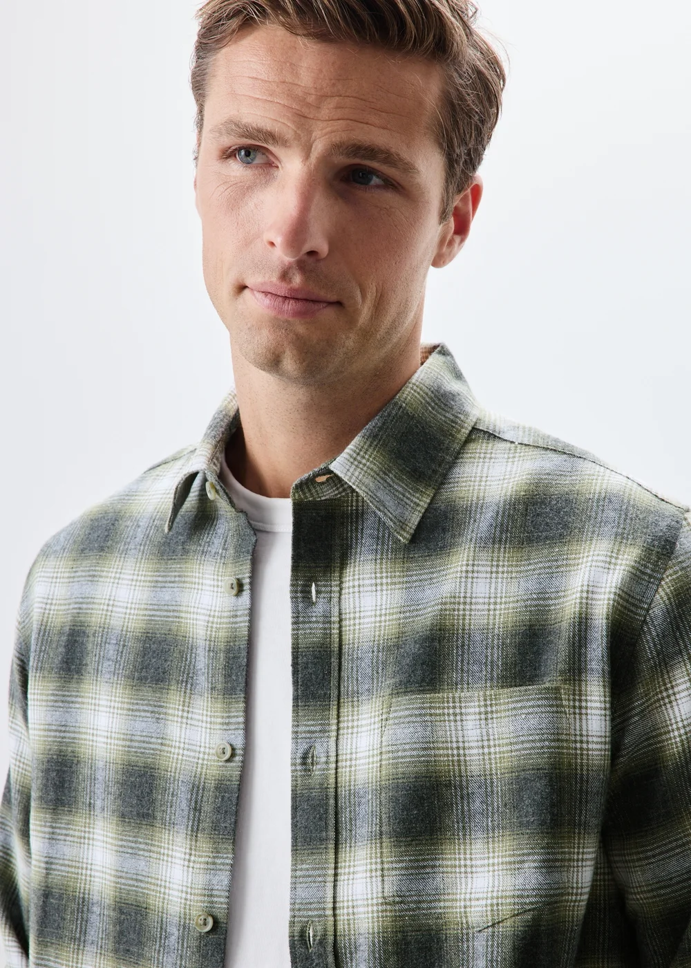 2 Pack Khaki & Burgundy Check Shirts - Medium Image 3
