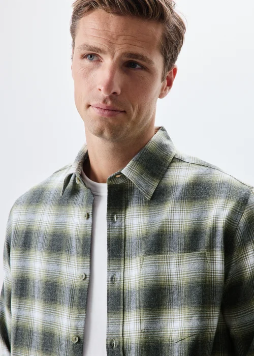 2 Pack Khaki & Burgundy Check Shirts - Medium Image 3