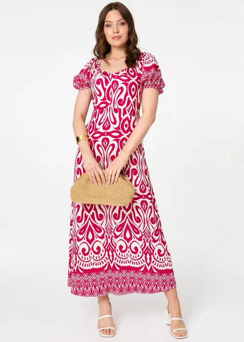 Izabel London Pink Printed Short Sleeve A-Line Maxi Dress - 16 Image 1