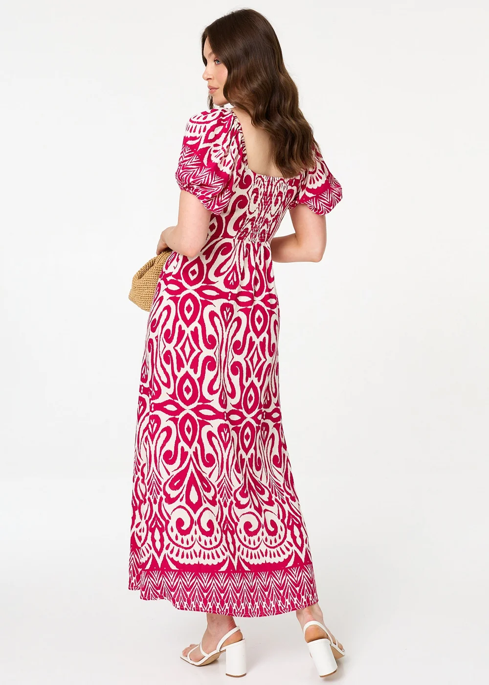 Izabel London Pink Printed Short Sleeve A-Line Maxi Dress - 16 Image 3
