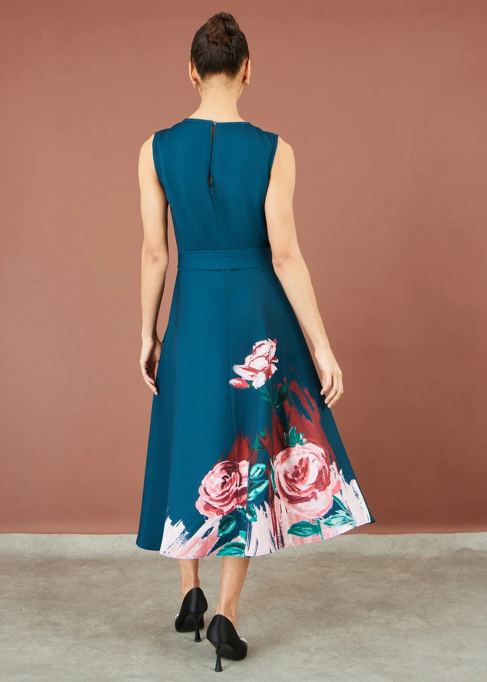 Yumi Green Abstract Floral Skater Midi Dress - 18 Image 3
