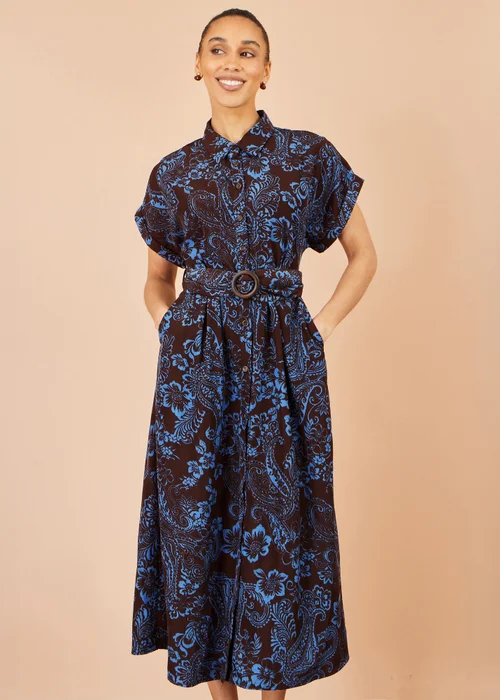 Yumi Brown Paisley Midi Shirt Dress - 20 Image 1